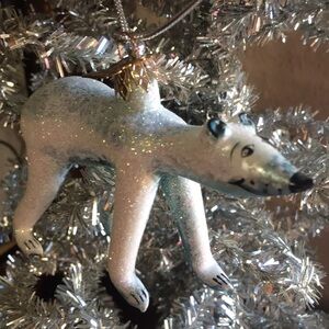 Neiman Marcus Glass Polar Bear Christmas Ornament